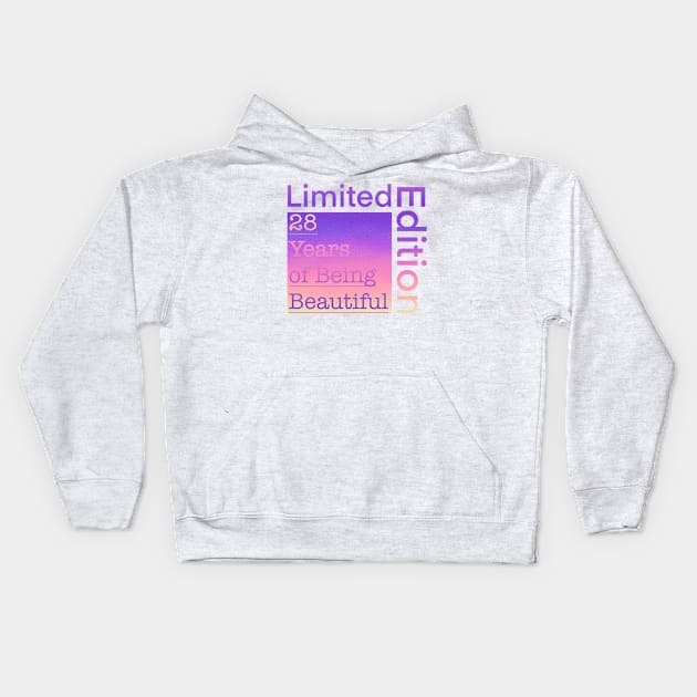 28 Year Old Gift Gradient Limited Edition 28th Retro Birthday Kids Hoodie by Designora